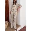 Home Suit Set Women European and American Print Long Sleeve Shirts + Trousers Two-piece Suit Home Wear Casual