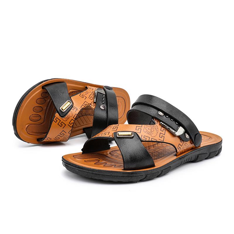 Sandal For Male Flip Flops Slip-resistant Beach Shoes Open-Toe Slipper Men'S Slipper Adult Thick-sole Outdoor For Summer Flat