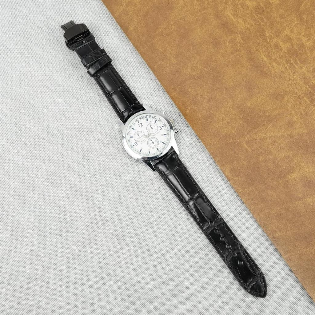 [vinacreations] 21mm Black Crocodile Watch Strap with D-Buckle, Men's Crocodile Replacement Watch Band with Quick Release Spring Bar, Black Wristband,