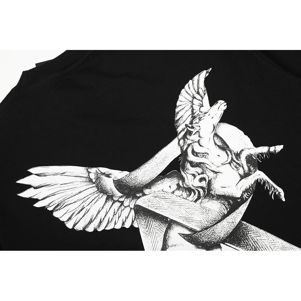 Unisex Pegasus Winged Horse Graphic Cotton T-Shirt Luxury Minimal Streetwear Short Sleeve Tee Men Women