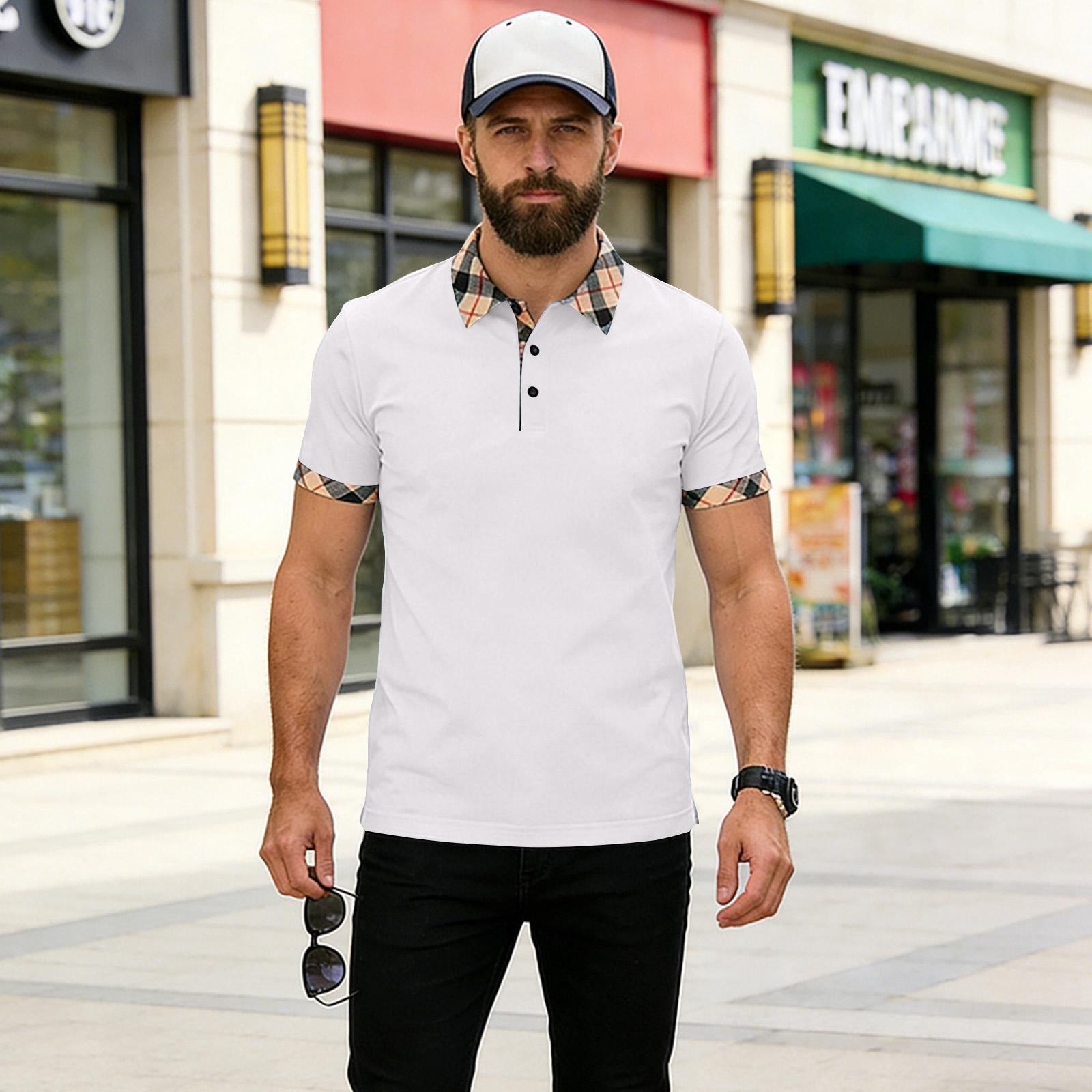 

Men s Shirt With Turn-down Collar And Short Sleeves – Casual, Sophisticated T-shirt XL білий