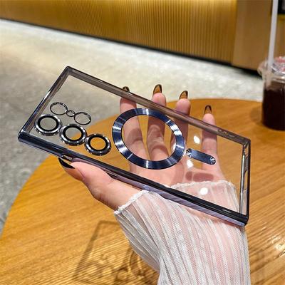Beschichtung Transparent Für Magsafe Für Samsung Galaxy S21 S22 S23 S24 Ultra Plus Fall magnetische Drahtlose lade Silikon Abdeckung
