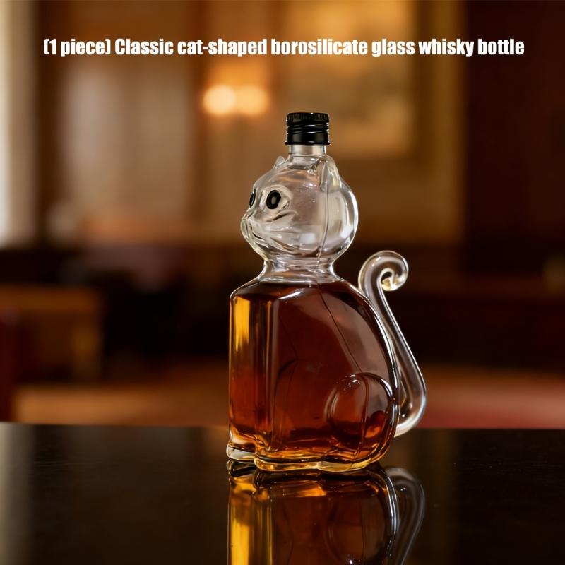 Garrafa de Vidro Borossilicato Multiuso Formato de Gatos Para Preservação de Whiskies Exibição Floral e Decorações de Pubs de Cozinha