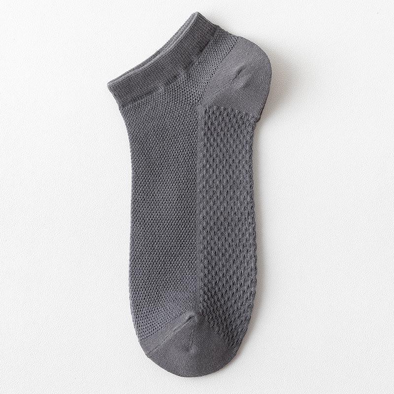 Men's Summer Thin Solid Color Sweat-absorbing and Odor-proof Short Socks, Pure Cotton Breathable Thin Mesh Business Short Socks