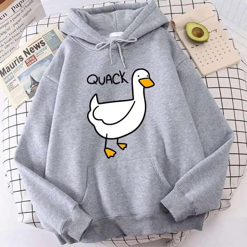 QUACK niedlicher Cartoon Gänsepullover Frühling und Herbst Herren- und Damen Langarmjacke Kapuzenpullover