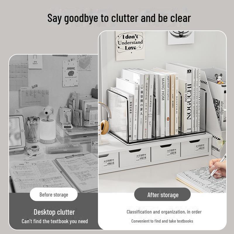 Acrylic Desktop File Pen Holder & Bookshelf Stand