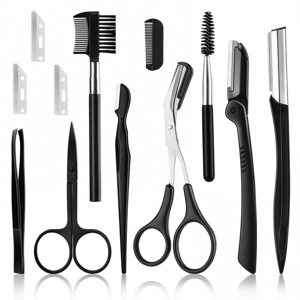 3/4/5/11/12pcs Eyebrow Trimmer Set Scissors Tweezers Eyebrow Razor Scraping Eyebrow Comb Razor Eyebrow Clip Makeup Tools