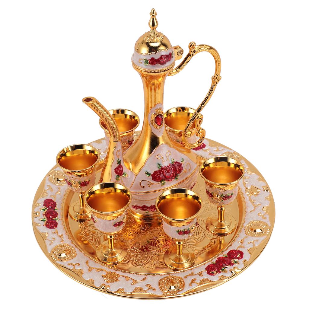 Vintage tyrkisk kaffekannesett sinklegering rustsikker fargeekte elegant tyrkisk tesett for hjemmet