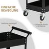 Workshop Trolley, 2 Tiers, Hand Cart, 4 Wheels, Steel, up to 150 kg, 84.5 x 38 x 84 cm, Black