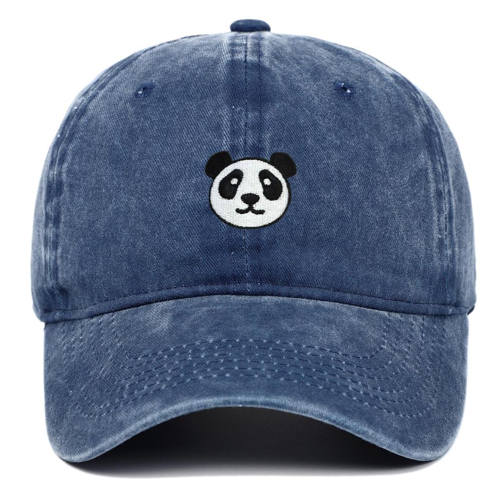 European New Cartoon Panda Embroidery Baseball Cap - Korean Retro Style Sun Protection for Men