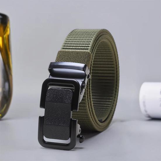 Men Belt Decorative High Strength Thicken Automatic Buckle Solid Color Canvas Fix Pants Training Anti-slip Men Waist Belt Men Clothes Accessory