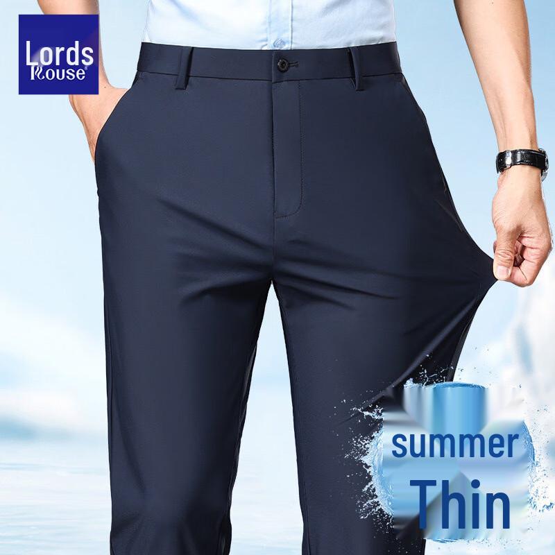 Men s Mulberry Silk Blend Cooling Straight-Leg Casual Pants 29