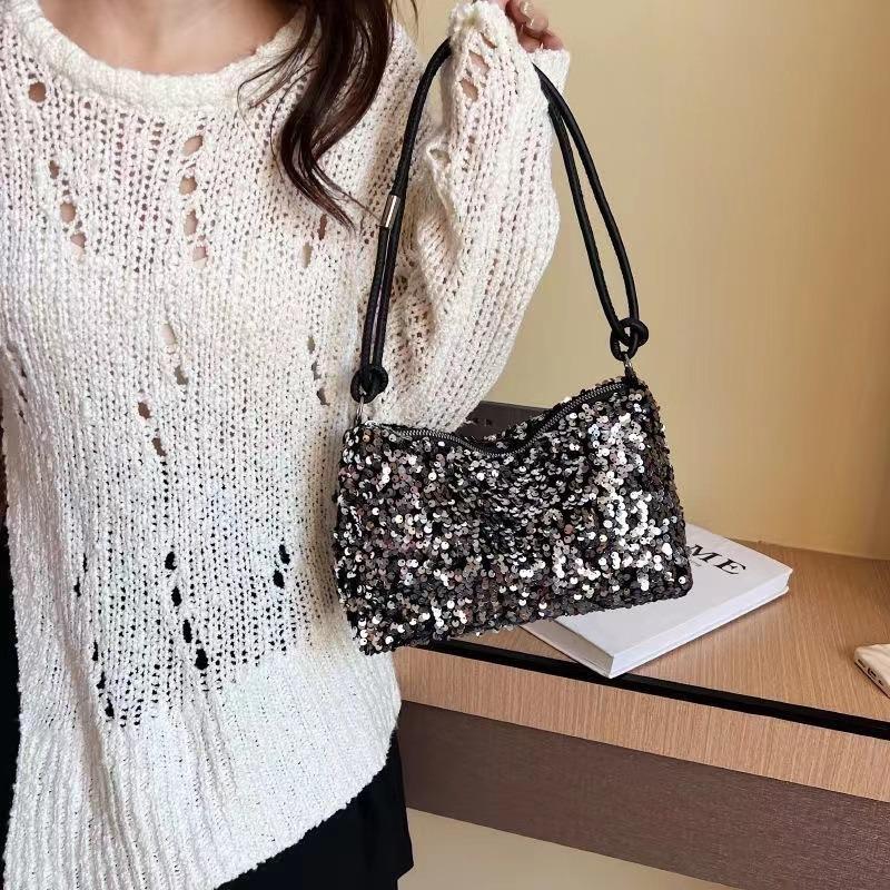 2025 Summer New Texture Leisure Foreign Flavor Sequins Shoulder Bag Crossbody Large Capacity