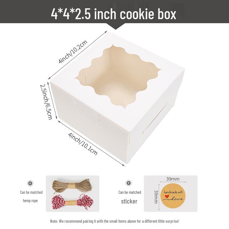 4 x4 x2.5  Mini Windowed Dessert Box: Small Square Packaging for Cakes & Cookies