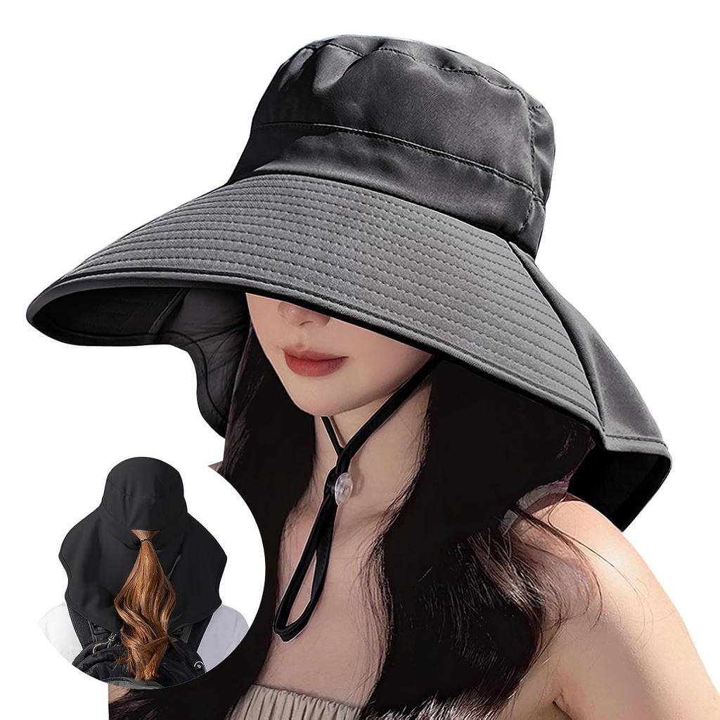 YUMISS UV Cut Hat Women 12cm Wide Brim360-Degree CutProtects Neck Cooling Complete Light Blocking Sunburn Prevention Protection Breathable Sunshade