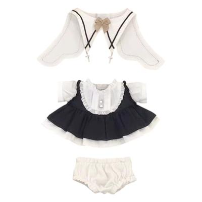 Niannyyhouse 20cm Plush Toy Clothes Black Dress Scarf Shorts Cotton Doll Dress-Up Doll Accessories