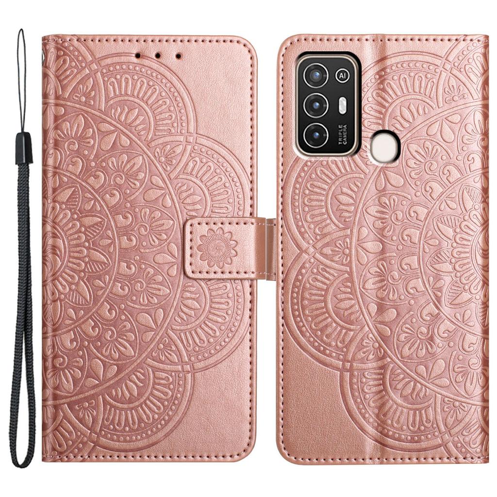 ZTE Blade A52 Tok Mandala Virág Bőr Flip Tok Pénztárcával és Állvánnyal