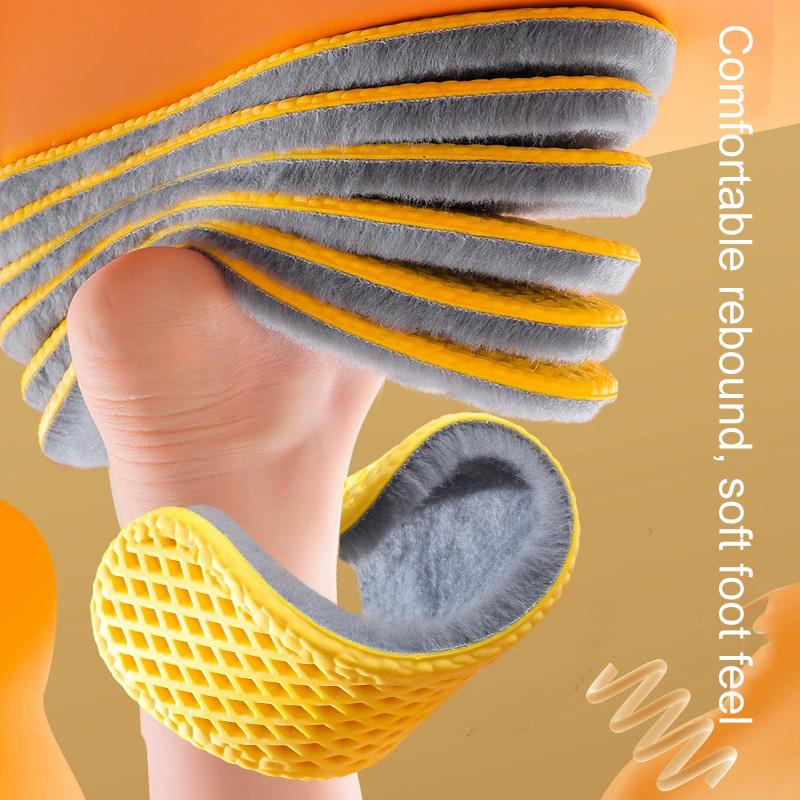 1 Paar Zuschneidbare Belüftete Einlegesohlen Elastizität Unisex Warm Imitierte Wolle Weiche Sohle Baumwolleinlegesohlen