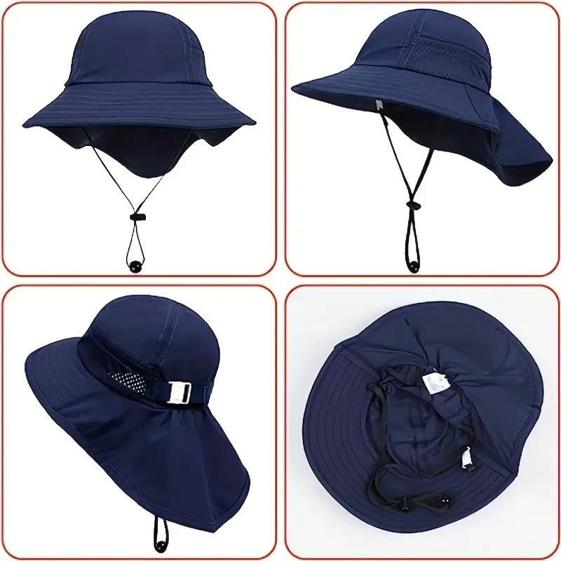 Children Sun Hat Breathable Mesh Sunshade Beach Cape Hat 3-8Years Quick Dry Neck Protection Hiking Travel Kid Bucket Hat