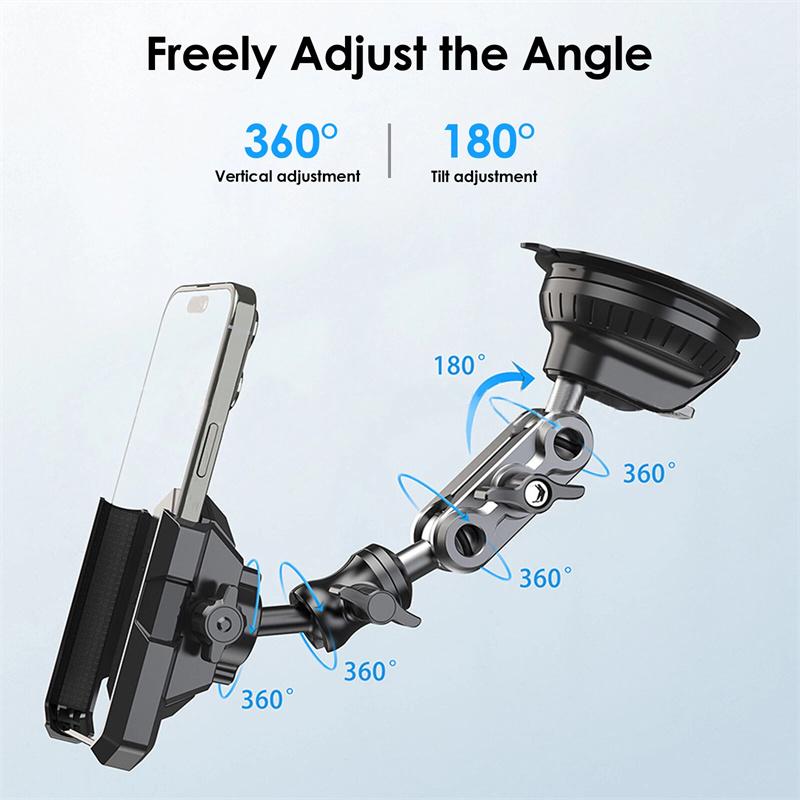 Cell Phone Mount 360° Rotation Car Phone Mount Strong Suction Cell Phone Holder Adjustable For Dashboard Windshield Vent