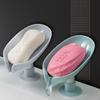 2pcs Leaf Shape Drain Soap Holder Soap Dish Tray Suction Cup Shower Dryer Sponge Container Kitchen Bathroom Accessories