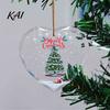 Transparent Holiday Gift Tags Heart Shaped Christmas Ornaments, Crystal Santa Winter Scene Hanging Ornament, Classic Tree Decor Xmas Pendant