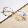 +1.0 To +4.0 Round Retro Pink Reading Glasses Anti Blue Light Presbyopic Ultralight High Quality Metal Frame Eyeglasses
