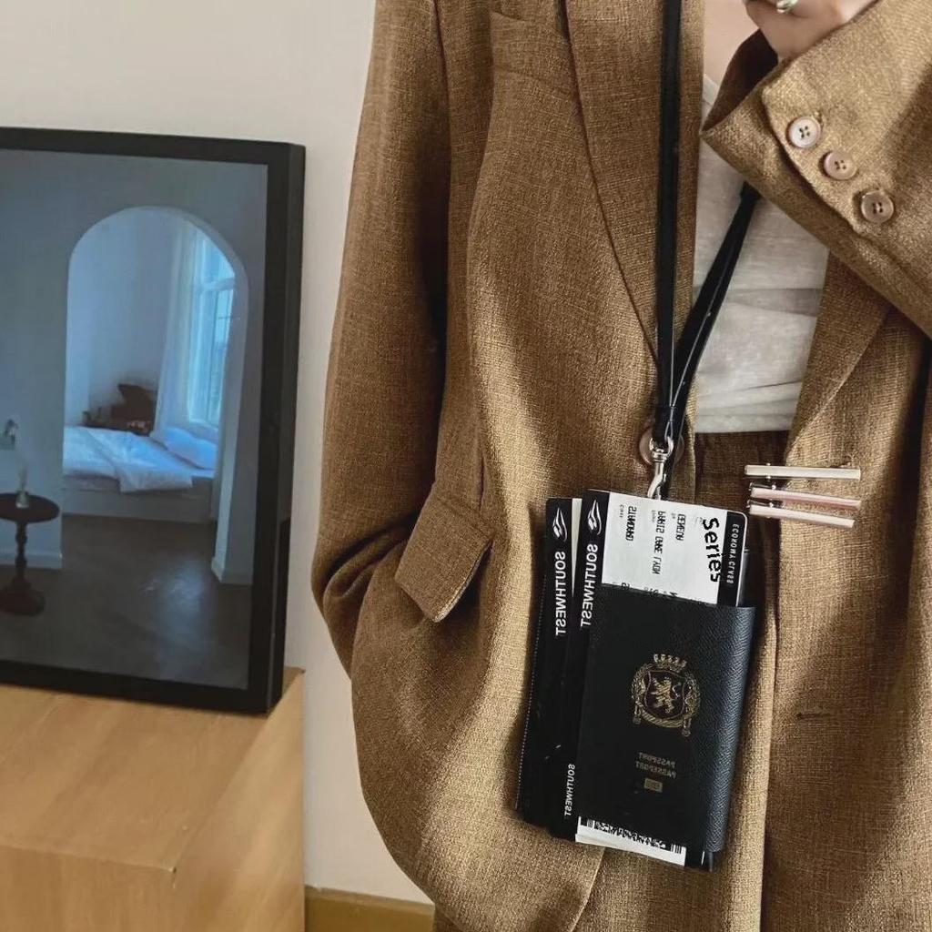 Bawang Tianxia 08 Yeni İnek Derisi Boyun Askılı Kart ve Telefon Tutucu