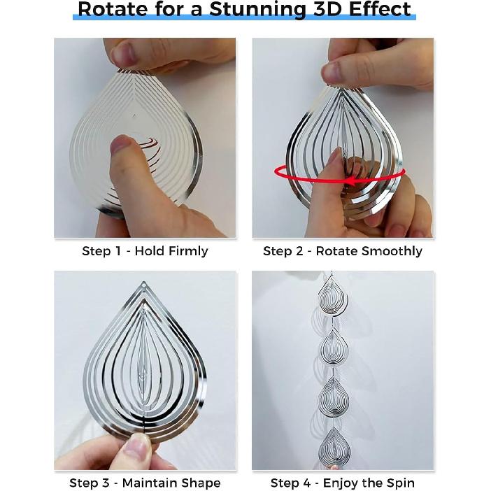 Highly Reflective 3D Bird Scare Discs -Water Droplets Wind Spinners Outdoor Deterrents To Keep Birds Away, Sparkly Bird Reflectors for Garden, Patio