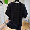 Men's Stylish, Loose-Fit Summer Short-Sleeve T-Shirt: Casual, Slimming Bubble-Knit Top