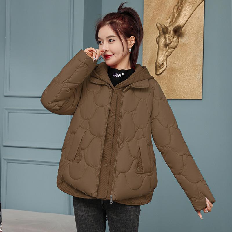 Donna Casual Cappuccio Antivento Spesso Cotone Imbottito Caldo Cappotti Coreano Inverno Elegante Indossare Giacca Parka