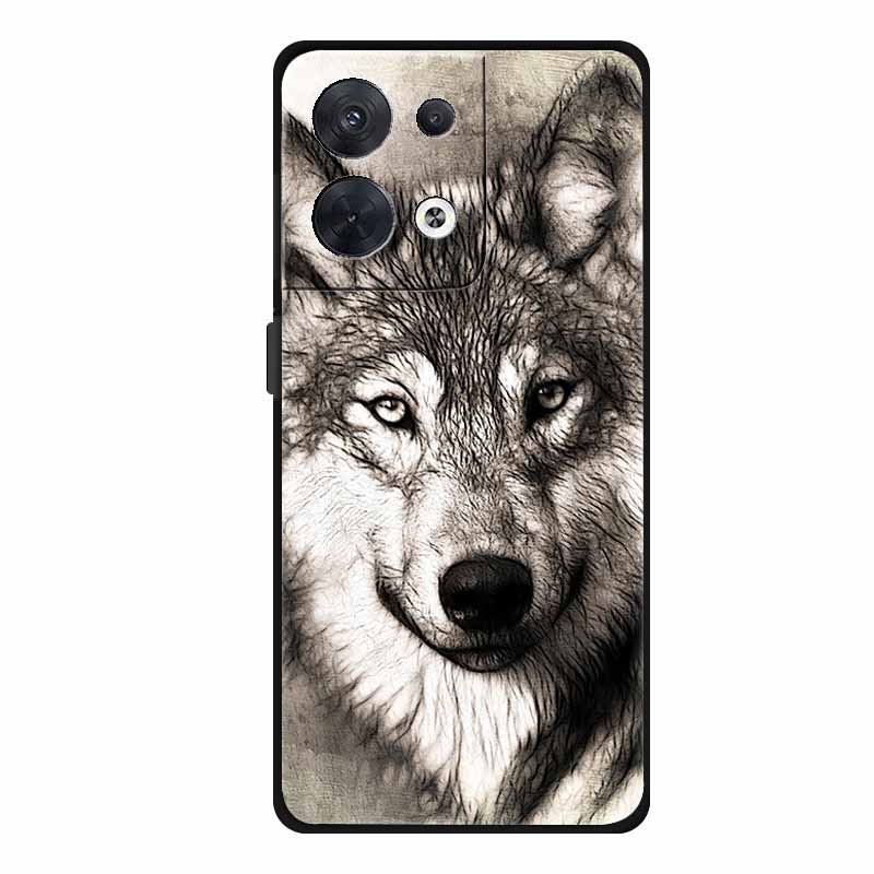 Animal Case For Oppo Reno 8 5G Soft Silicone Wolf Back Cover for OPPO Reno8 Pro + Plus Coque Reno 8 Pro 5G Cartoon CPH2359 Funda