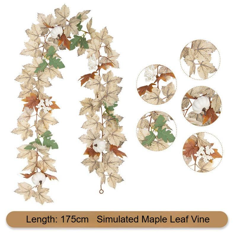 Fall Decoration - 1.75m Maple Leaf Pumpkin Berry garland - Thanksgiving Halloween Harvest decoration for home outdoor porch