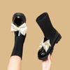 Autumn and winter girls leather boots medium and older children's shoes girls student shoes new princess shoes sleeve socks boots comfortable