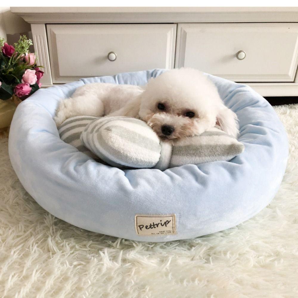 

Crystal Velvet Round Warm Winter Pet Nest with Pillow Soft Dog Kennel for Puppy/Kitten