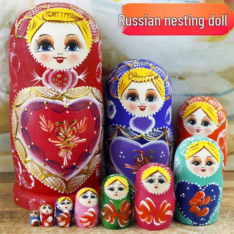 Wooden Painted Russian Nesting Dolls: 5, 7, 10, or 15 Layer Craft Toy & Souvenir