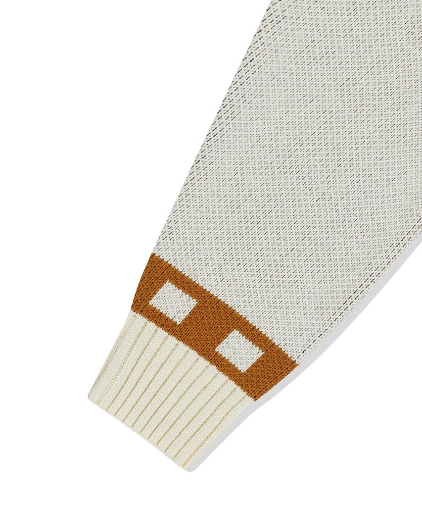 MAHAGRID Hockey Knit Zip-Up Hoodie Ivory(Mg2Efmk693A)