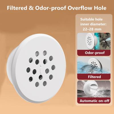 Odor Blocking Sink Overflows Plugs with Quick Auto Drain Function Overflows Filter Universal 22 To 28mm Diameter Fit