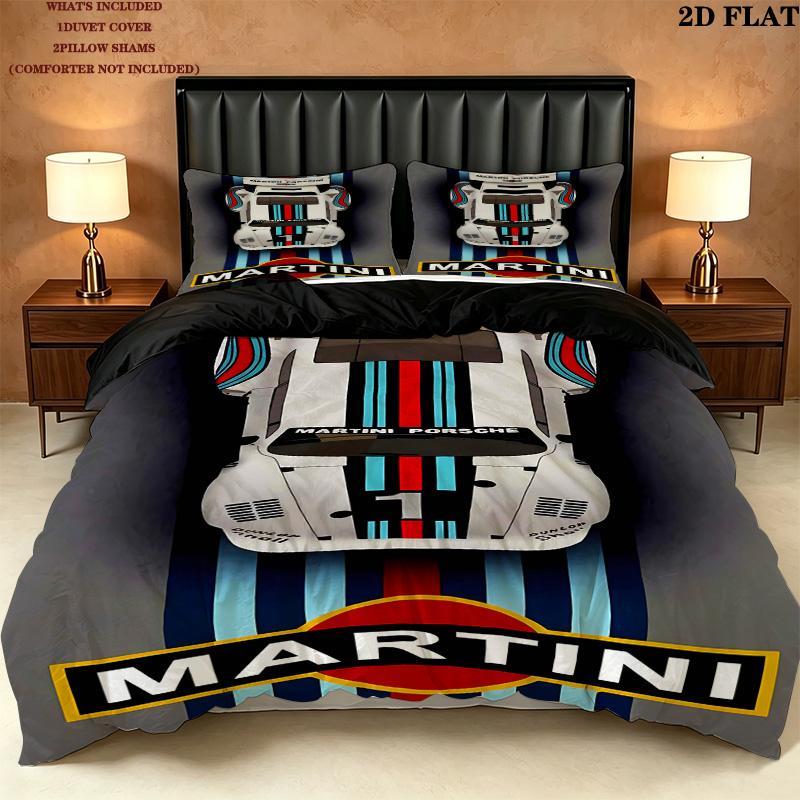 Martini Pattern Bedding Quilt Set Quilt Cover Pillowcase Home Birthday Gift(1 * duvet cover + 2 * pillowcase, without core)