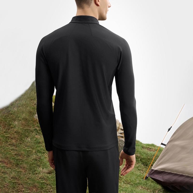 FILA Explorer Series Comfortable Versatile Logo Design Long Sleeve Knit Top Men tops Deep-Black A11M517207F-BK