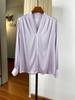 Women's Elegant V-neck Silk Pullover Shirt, Long Sleeve, Loose Fit, Slimming, Mulberry Silk, Perfect for Spring/Summer Commuting.