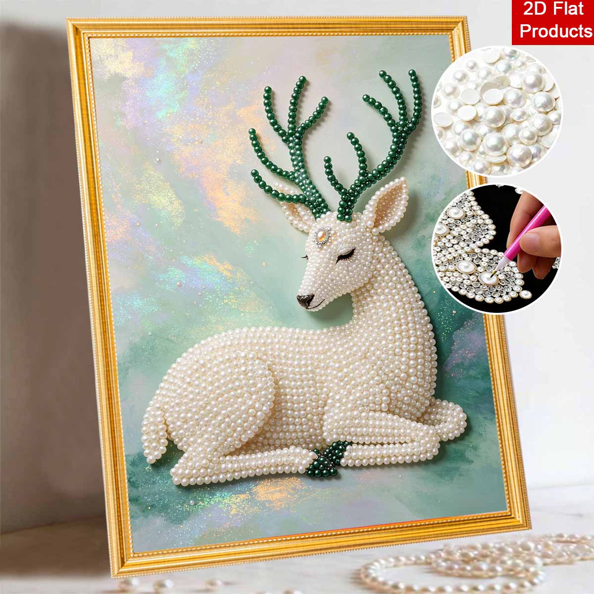 Deer Pearl Painting DIY Living Room Hanging Painting Art Ornament Decorative Painting Home Decoration Wall Art 30x40