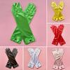 1 Pair Kids Gloves Rhinestones Inlaid Bowknot Decor Bright Color Gloves Performance Stage Princess Gloves