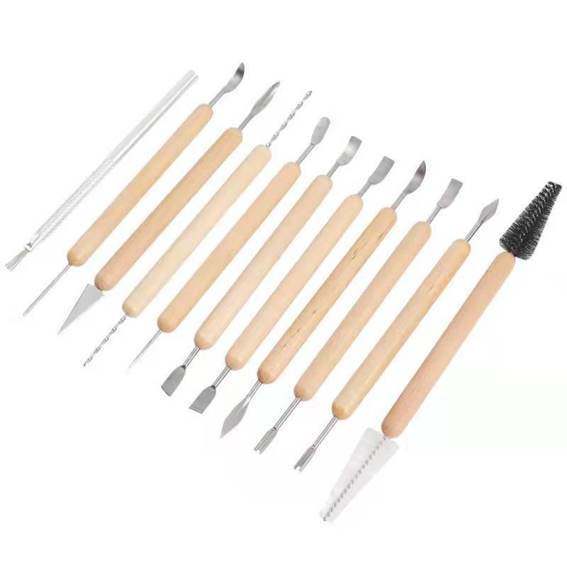 

11-Piece Wooden Pottery & Clay Carving Tool Set for DIY Projects