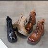 The first layer of cowhide short boots women's 2025 autumn and winter new retro leather British style square head women's Martin boots