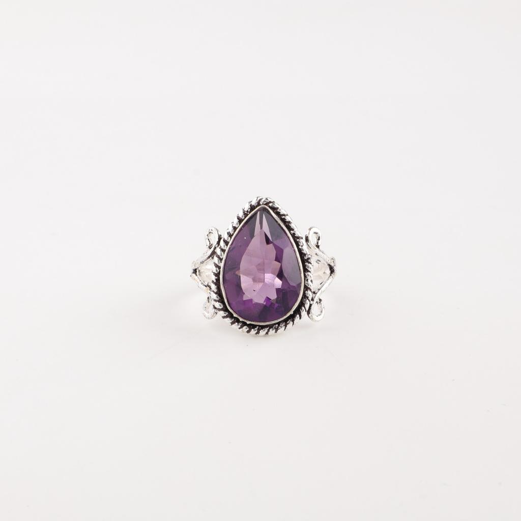 Amethyst Edelstein 925 Sterlingsilber Schmuck Handgefertigter Ring für Jubiläumsgeschenk RR-57-13