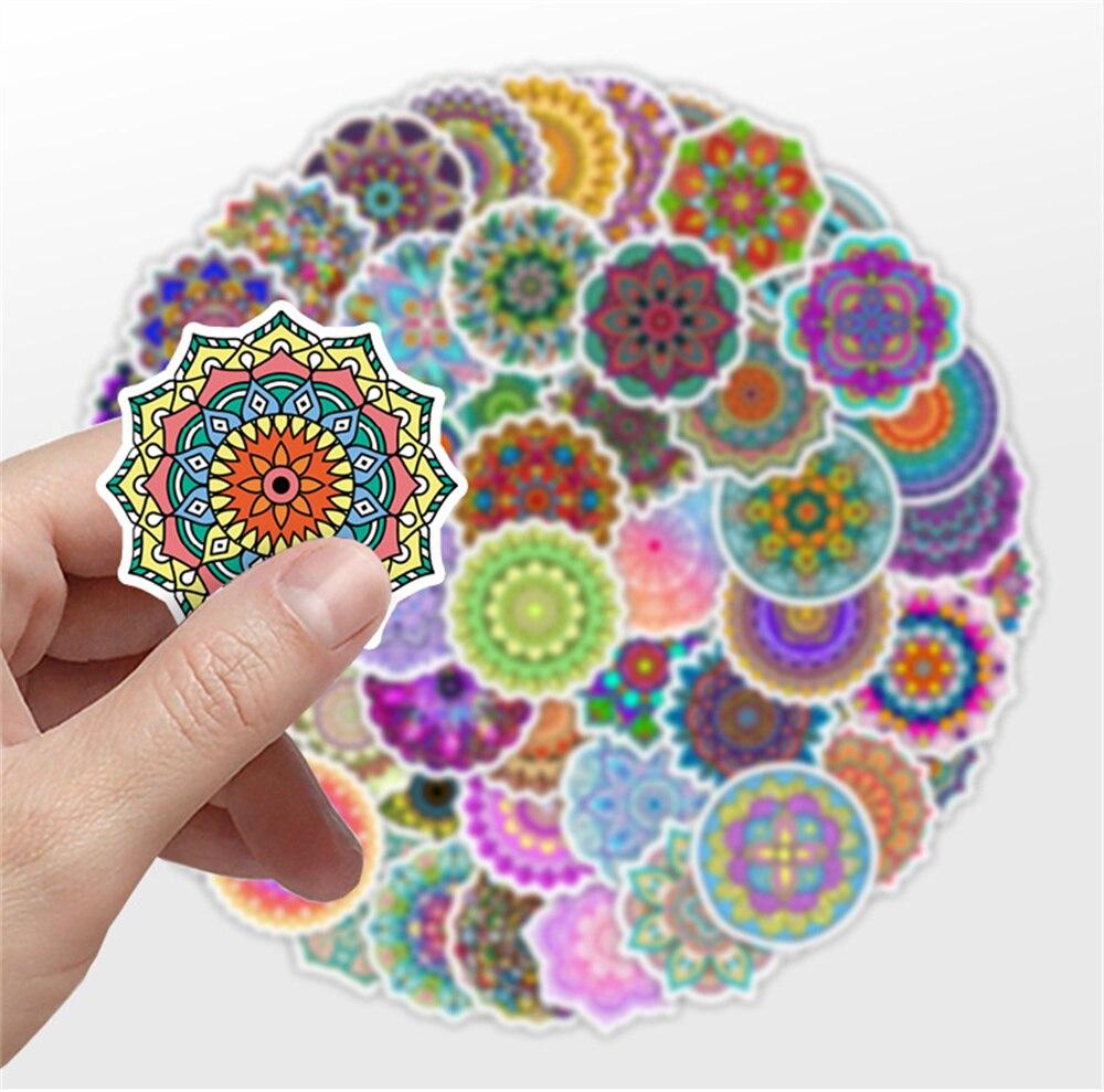 10/50pcs Mandala Stickers Mandala Flowers for DIY Luggage Laptop Skateboard Motorcycle Bicycle Stickers