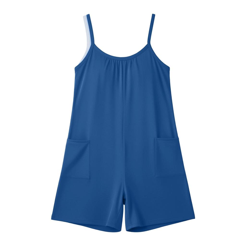 Womens Sleeveless Romper Casual Loose Tank Jumpsuit With Pockets Short Overalls Baggy Outfits