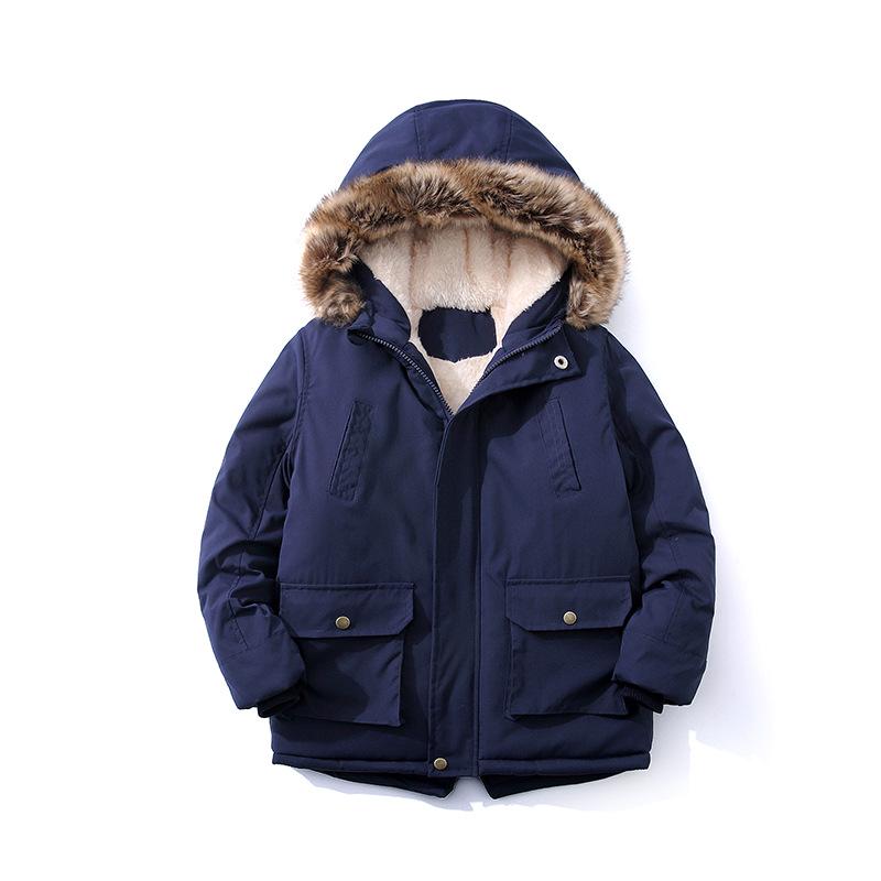 2022 Winter Jungen Kapuzenjacke aus Baumwolle mit Samt, Dick & Warm Kinder Mode Mantel
