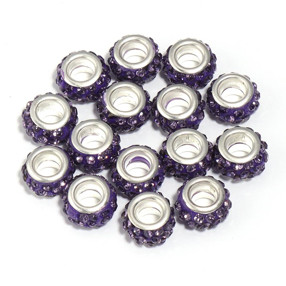 20pcs 11mm Rhinestone Polymer Clay Beads Round Big Hole Loose Spacer Beads For DIY Jewelry Making Bracelets Necklace Accessories